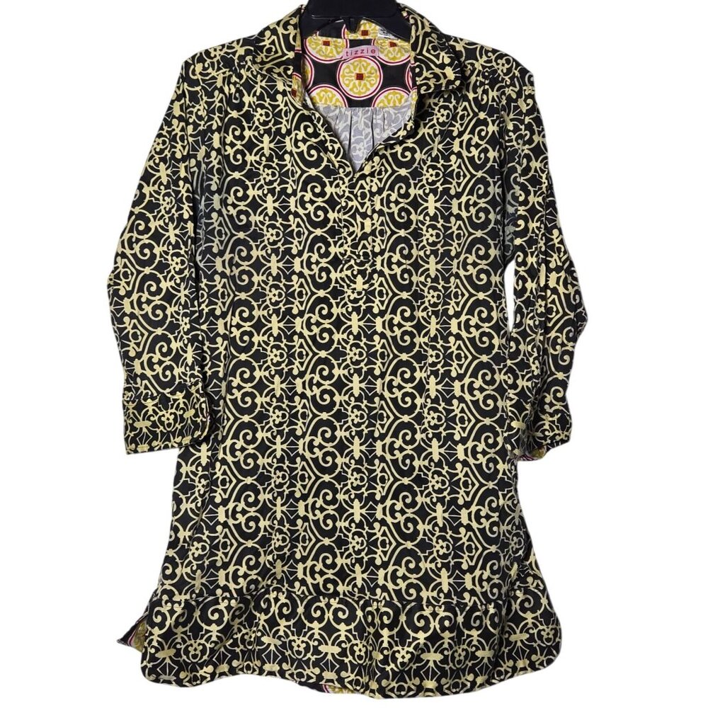 Tizzie Womens Tunic Shirt Mini Dress Size Large‎ Top Blouse Maximalism Preppy